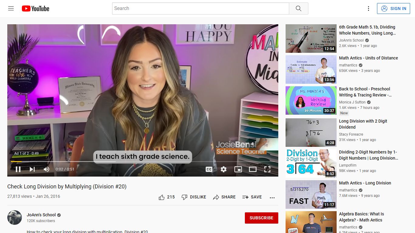 Check Long Division by Multiplying (Division #20) - YouTube
